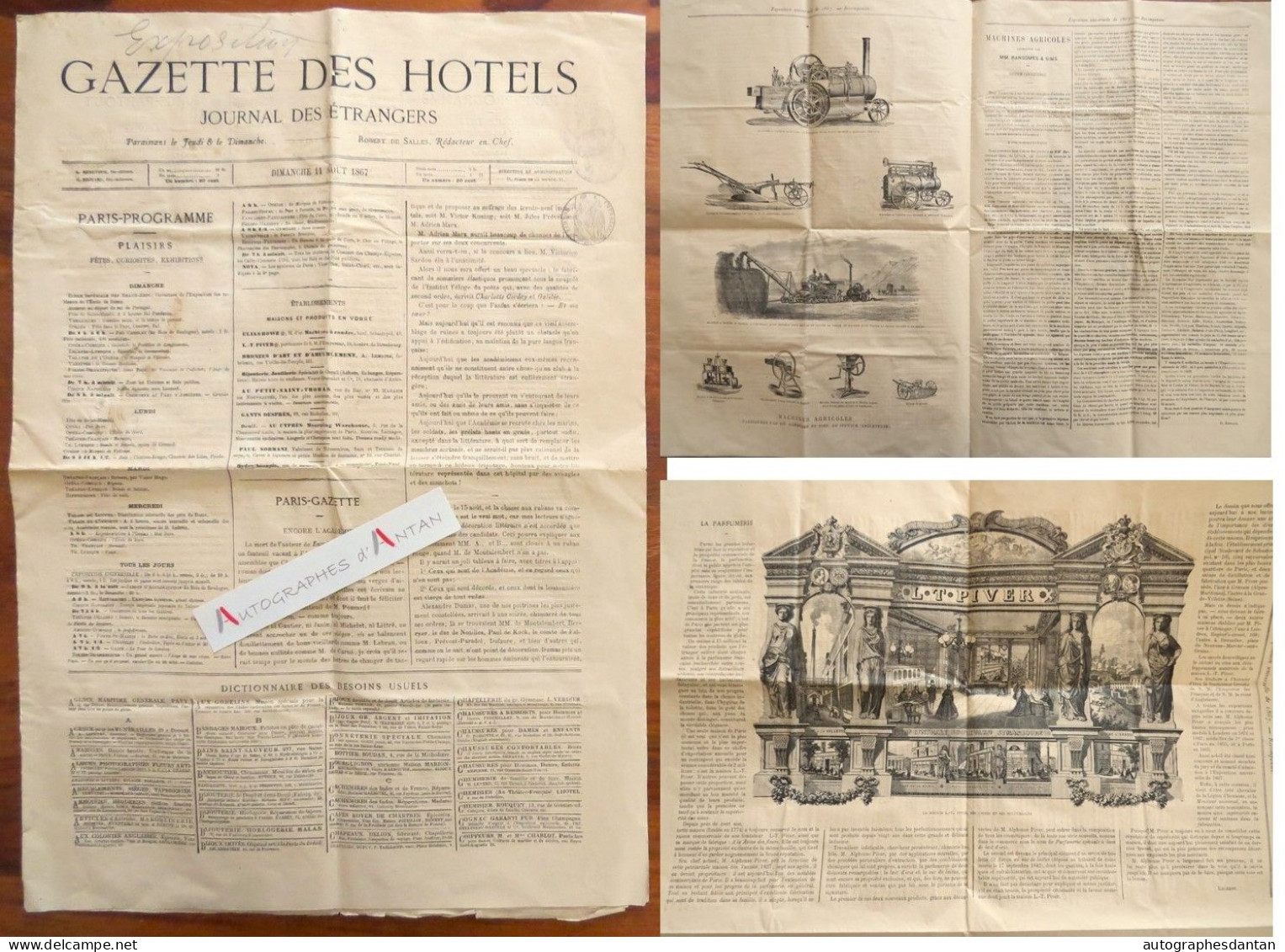 ● Gazette Des Hôtels Journal Des étrangers 1867 Exposition Universelle Etc Rare - 1850 - 1899