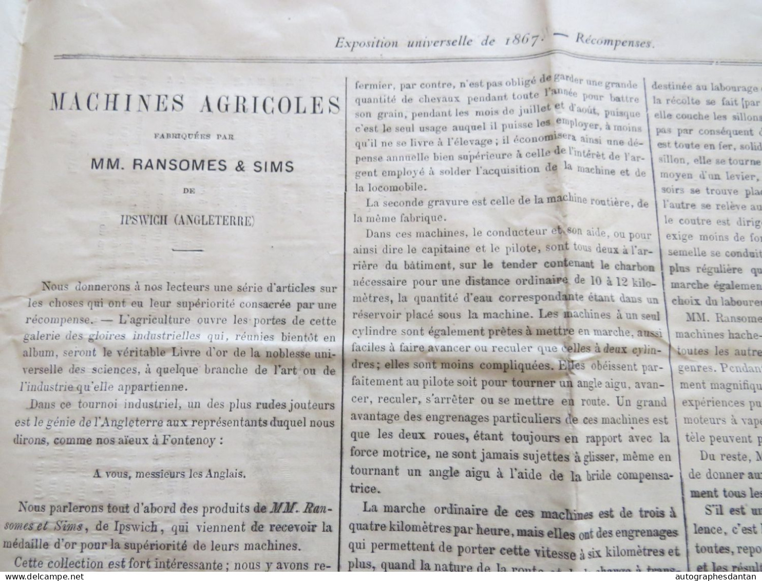 ● Gazette des Hôtels Journal des étrangers 1867 Exposition Universelle etc rare