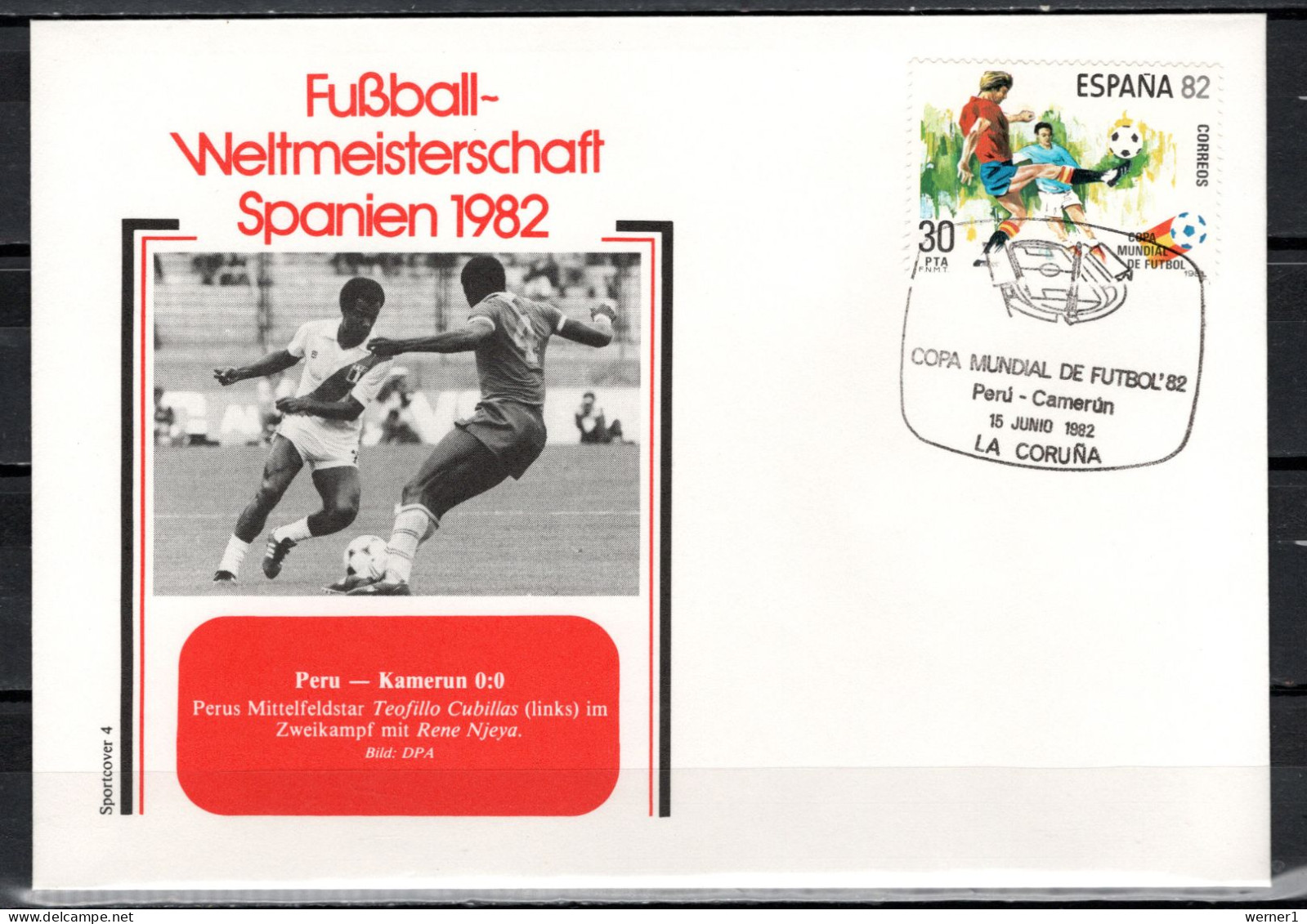 Spain 1982 Football Soccer World Cup Commemorative Cover Match Peru - Cameroon 0:0 - 1982 – Espagne