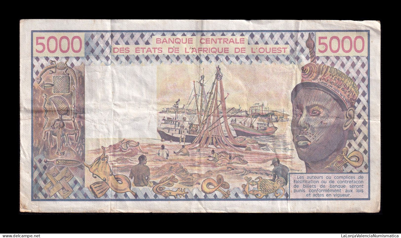 West African St. Senegal 5000 Francs 1979 Pick 708Kb Bc/Mbc F/Vf - Estados De Africa Occidental