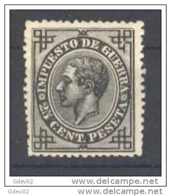 ES185-L3275-TESPIMPGUERR.España.Spain. Espagne..ALFONSO  Xlll .IMPUESTOS DE GUERRA.1876.(Ed 185) Sin Goma.MAGNIFICO - Oorlogstaks