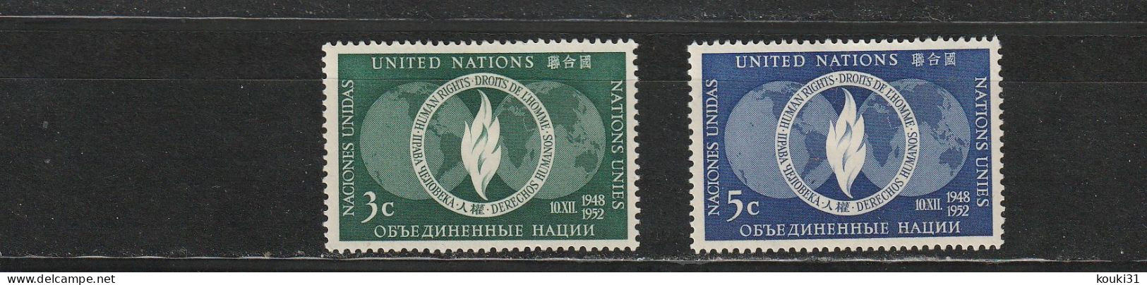 Nations Unies ( New-York ) YT 13/4 * : Flamme De La Liberté - 1952 - Unused Stamps