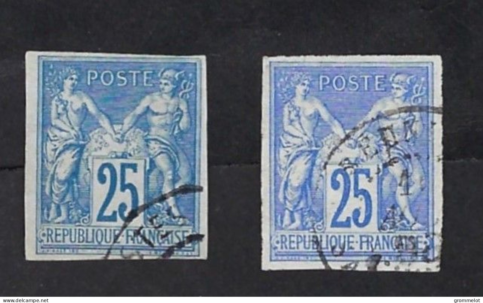 Colonies Générales, Type SAGE: N° 35 Bleu Et 36 Outremer Type II (1877) 4 Marges, Oblitérés , Très Beaux - Sage