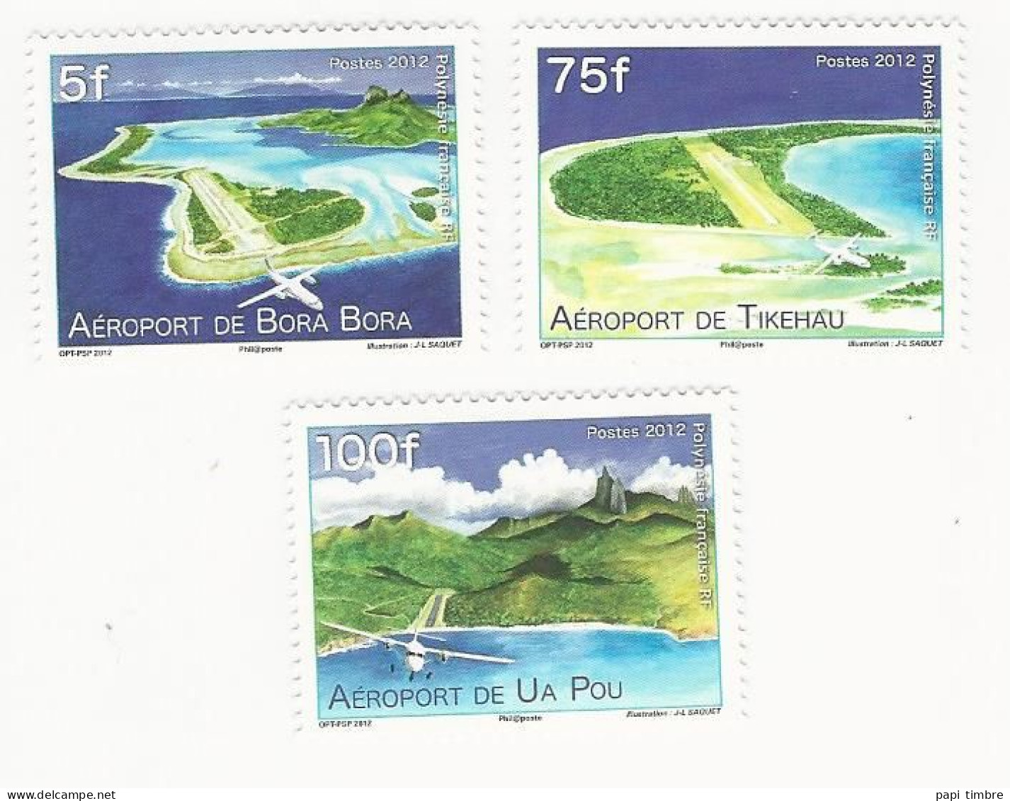 Polynésie-2012-Transport. Aéroports Des îles - N° 998 à 1000 ** - Unused Stamps