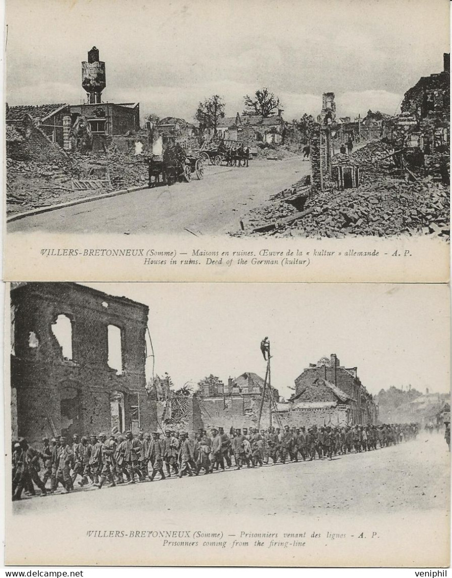 VILLERS - BRETONNEUX -SOMME - 2 CARTES 1914-18- - Villers Bretonneux