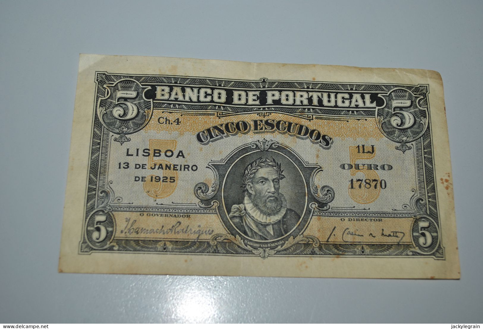 Portugal 1925 Billet Cinco Escudos Envoi Recommandé Europe : 8 € - Portugal