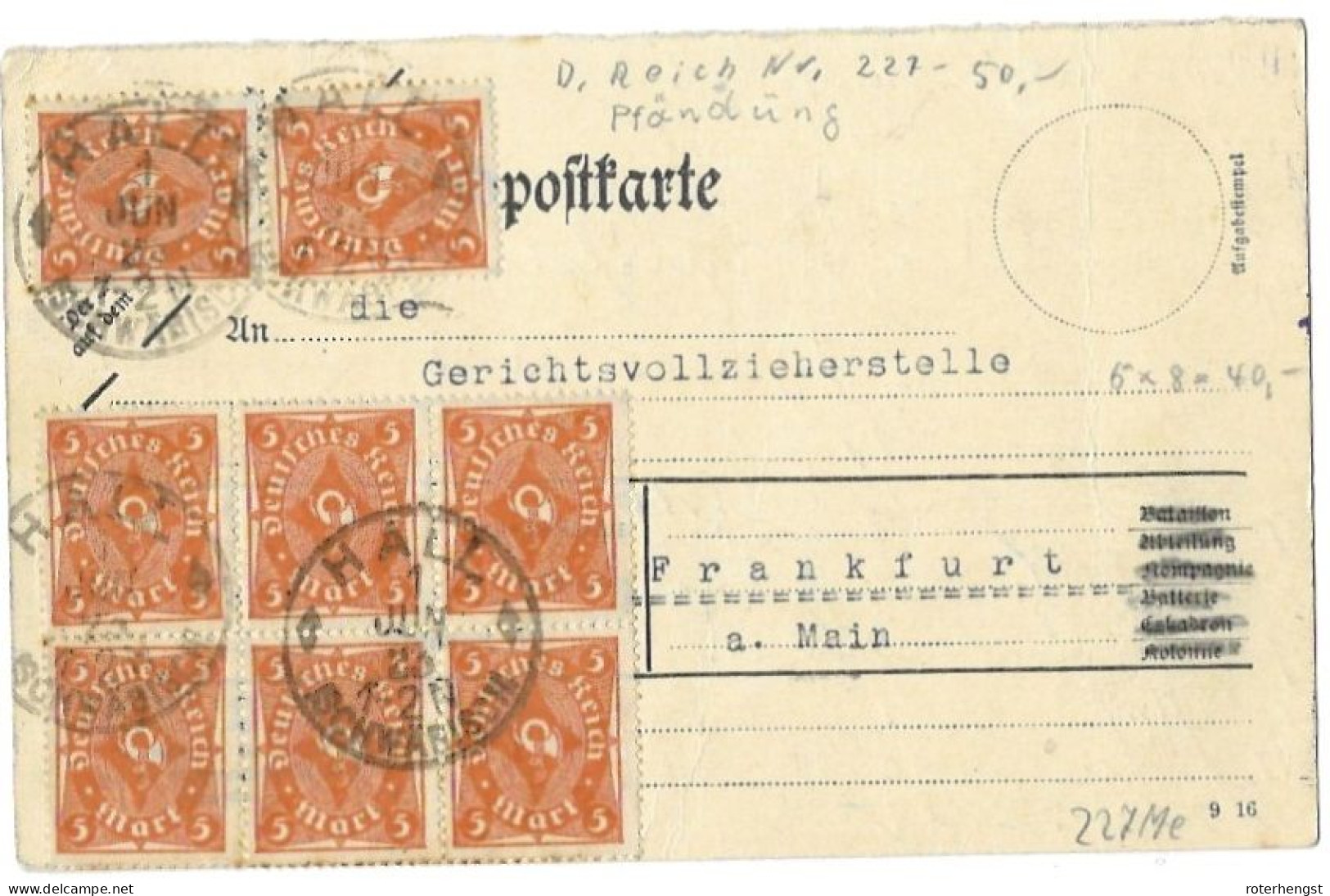 Germany Inflation Card Schwaebisch Hall 1.6.1923 40 Marks Tariff - Brieven En Documenten