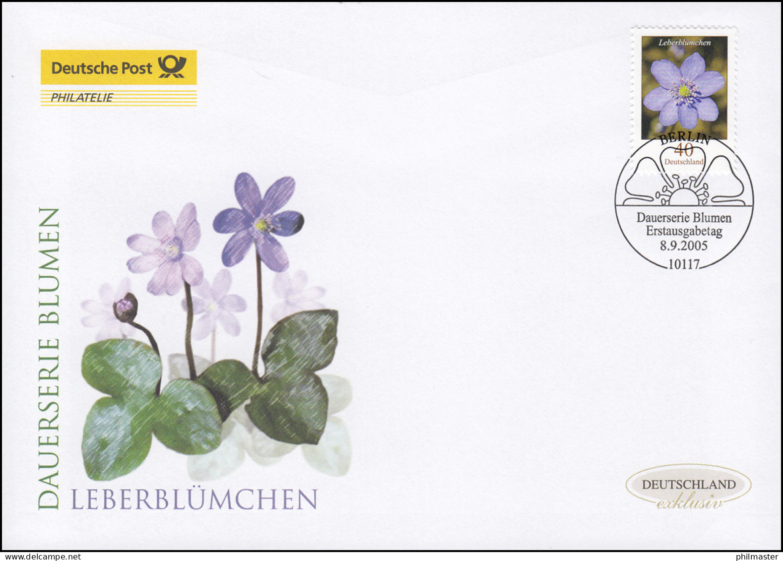 2485A Blume Leberblümchen 40 Cent, Schmuck-FDC Deutschland Exklusiv - Lettres & Documents