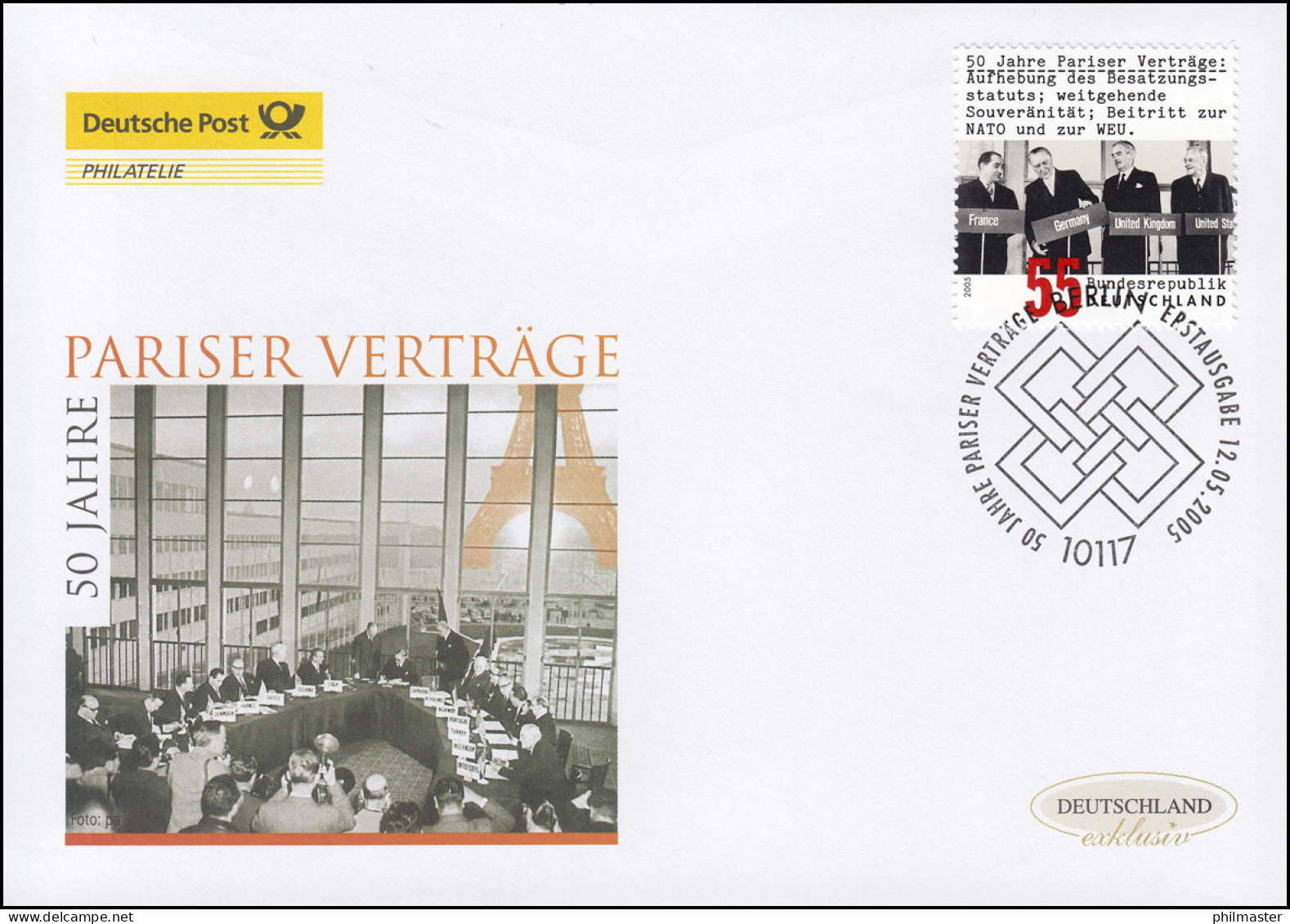 2459 Jubiläum 50 Jahre Pariser Verträge, Schmuck-FDC Deutschland Exklusiv - Covers & Documents