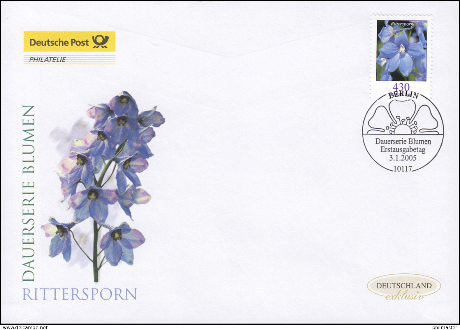 2435 Blume Feldrittersporn 430 Cent, Schmuck-FDC Deutschland Exklusiv - Lettres & Documents