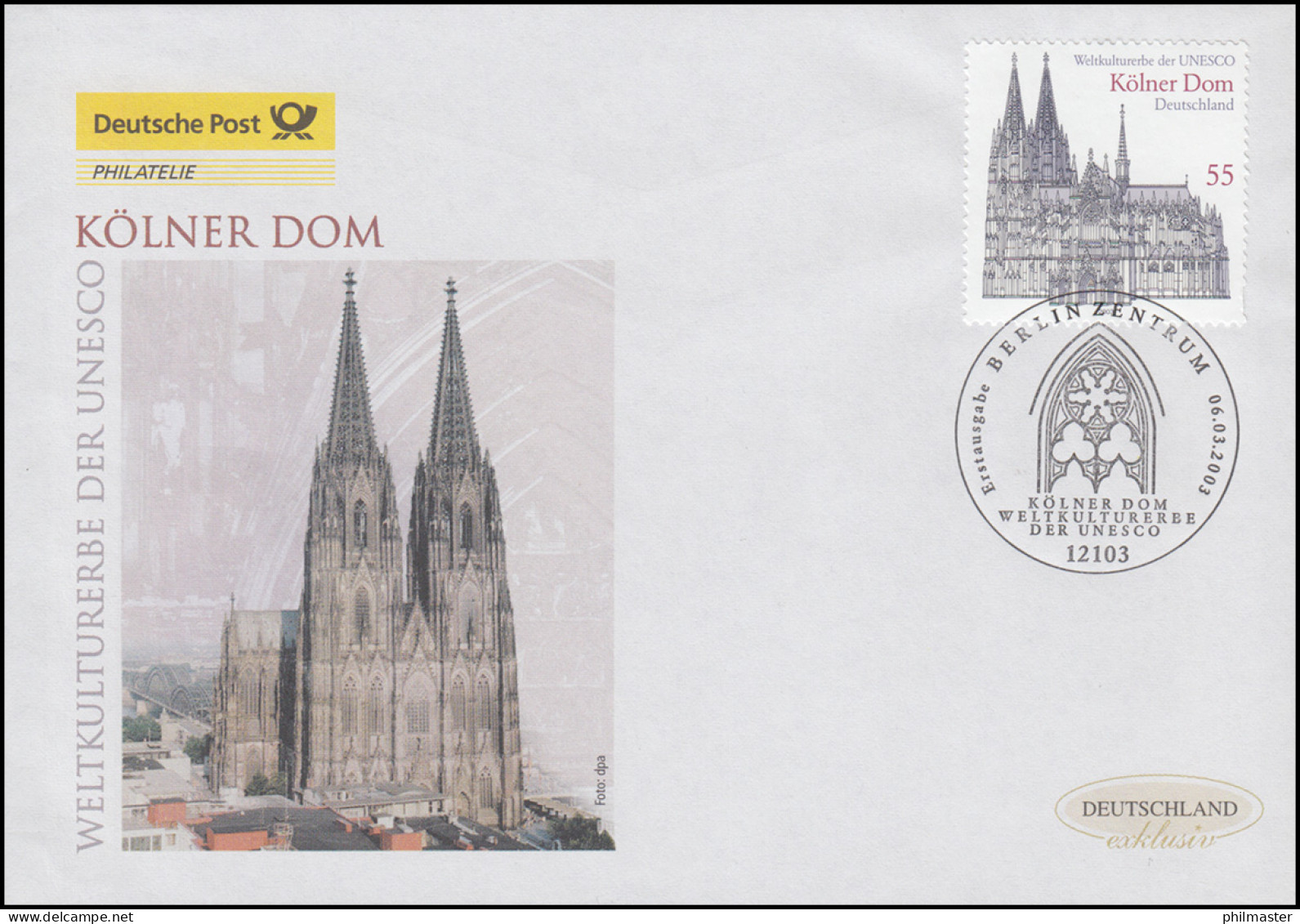 2329 UNESCO-Welterbe: Kölner Dom, Schmuck-FDC Deutschland Exklusiv - Briefe U. Dokumente