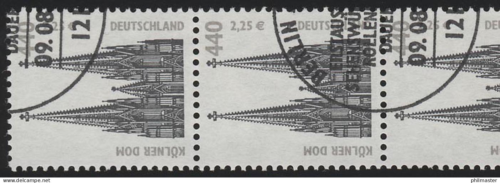 2206 SWK Doppelnominale 440/225, 5er-Streifen + Nr. O - Rollenmarken