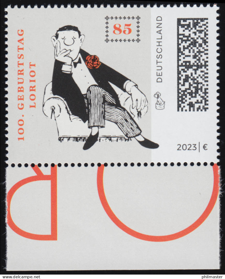 3795 Loriot Auf Dem Sofa - Nassklebend Aus Block 92, Postfrisch **/MNH - Ongebruikt