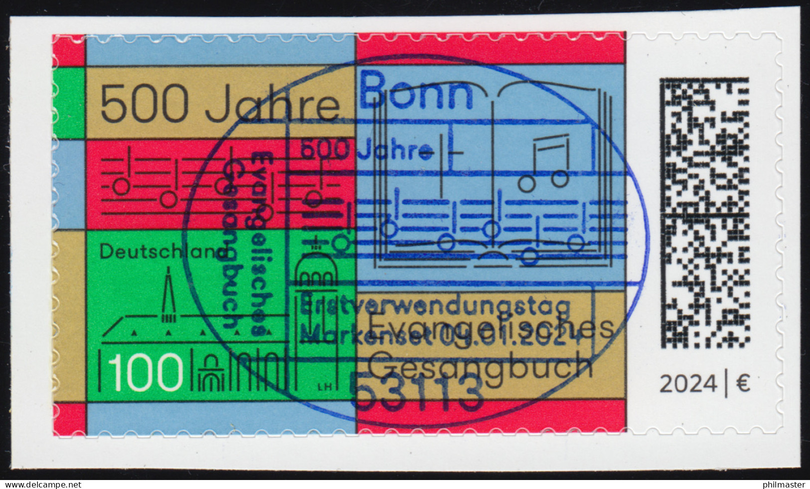 3810 Evangelisches Gesangbuch, Selbstklebend, EV-O Bonn - Used Stamps