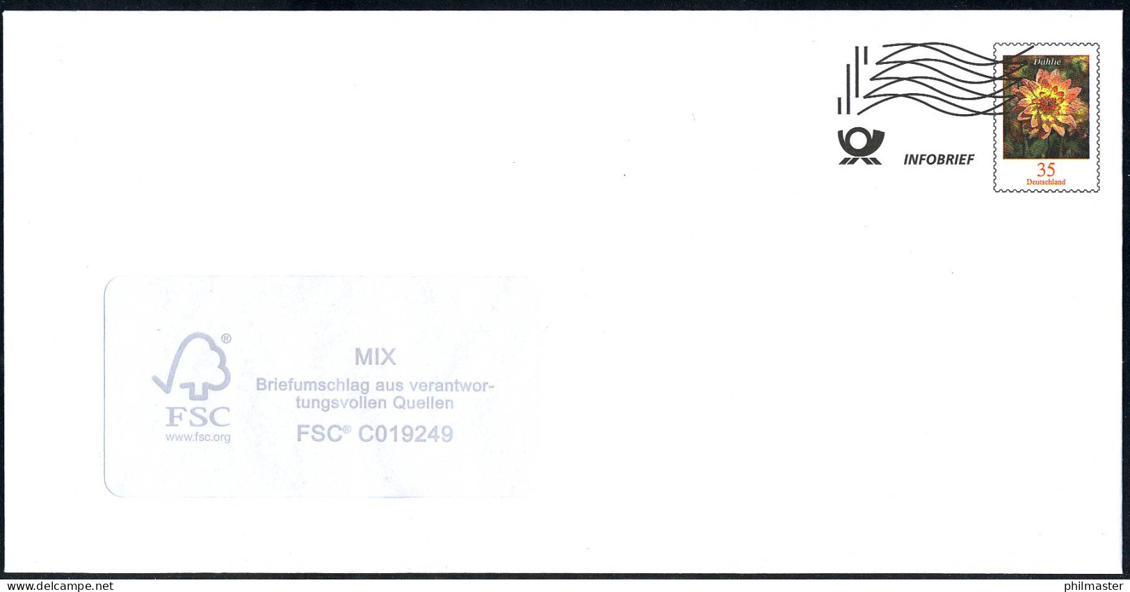 U 38III Dahlie 35 C. Frankierwelle, FSC-Vermerk Mit 30700563, ** - Briefomslagen - Ongebruikt