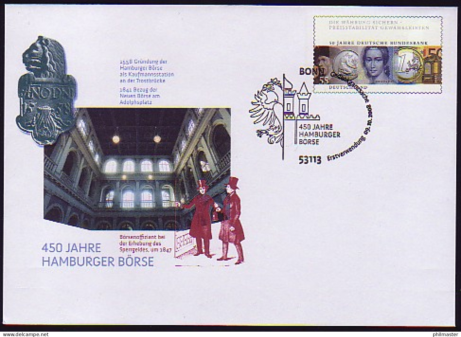 USo 164 Hamburger Börse - Deutsche Bundesbank 2008, EV-O Bonn 9.10.08 - Enveloppes - Neuves