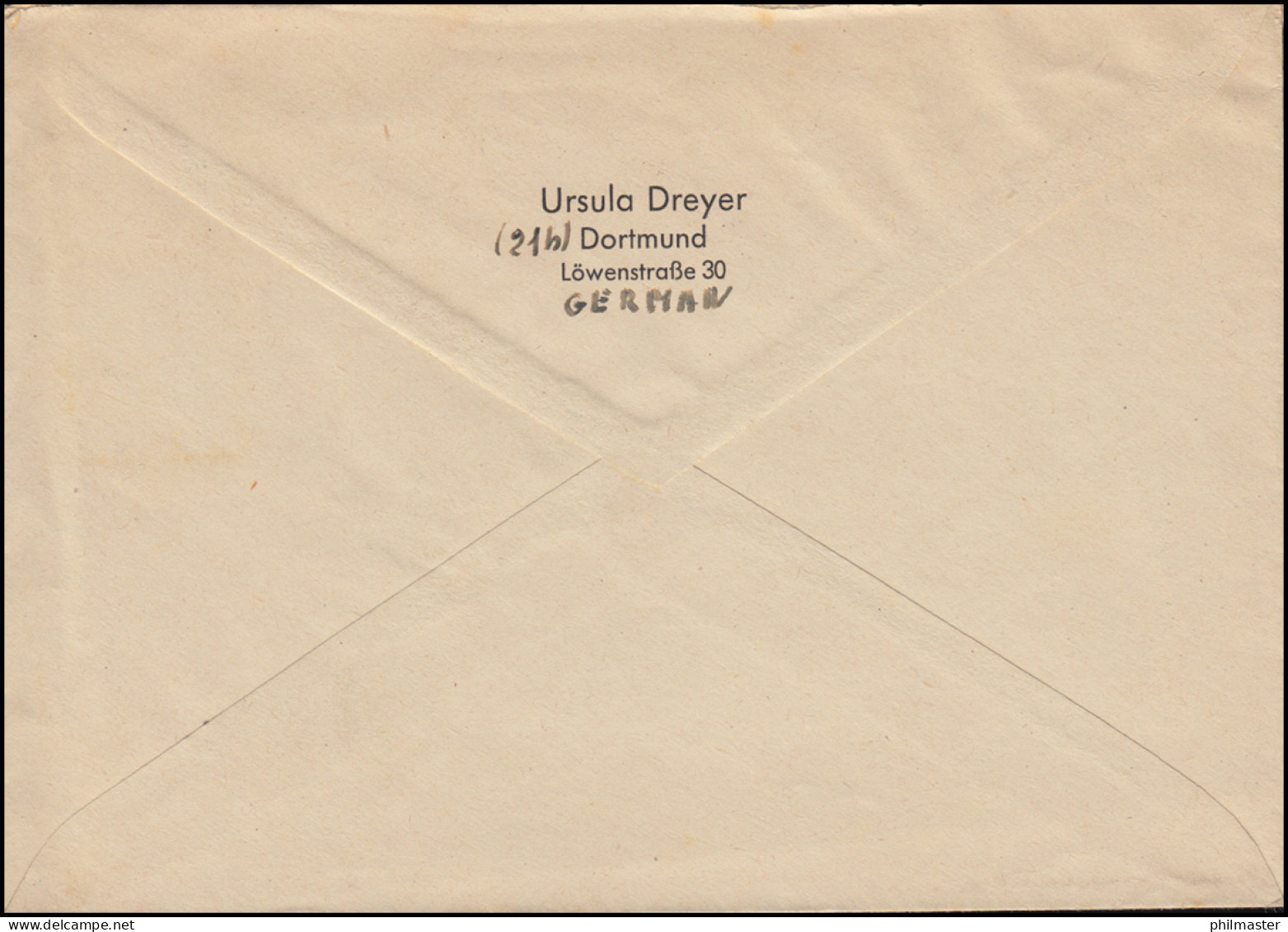 12 AM-Post 5 Pf. Eng Gezähnt, Dreierstreifen Auf Ortsbrief DORTMUND April 1946 - Cartas & Documentos