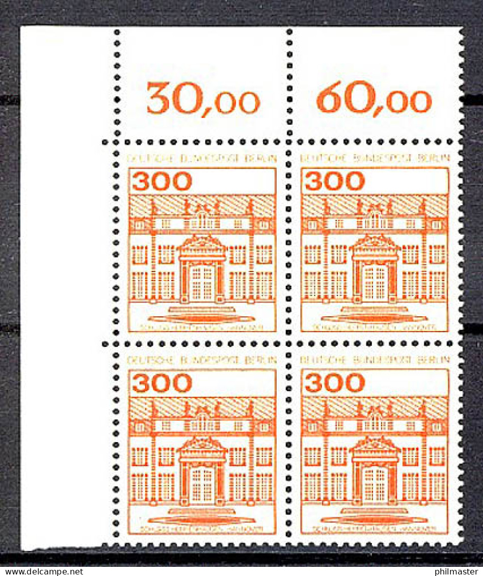 677 Burgen U.Schl. 300 Pf Eck-Vbl. Ol ** Postfrisch - Unused Stamps