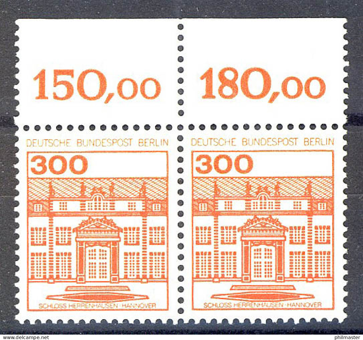 677 Burgen U.Schl. 300 Pf Paar OR ** Postfrisch - Unused Stamps