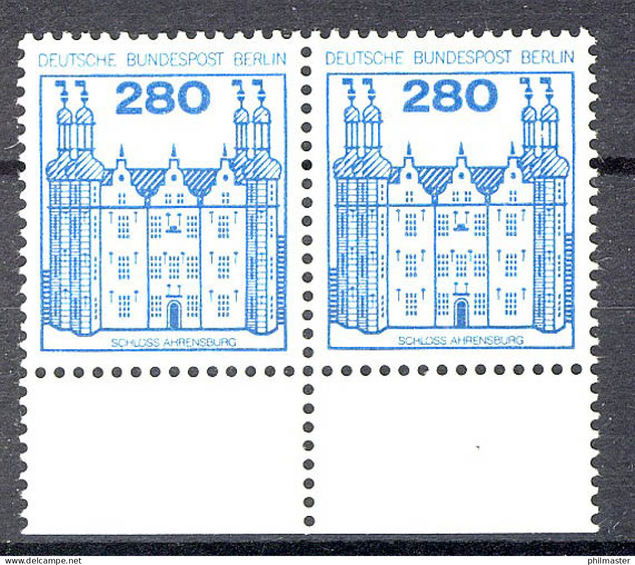 676 Burgen U.Schl. 280 Pf Paar UR ** Postfrisch - Unused Stamps