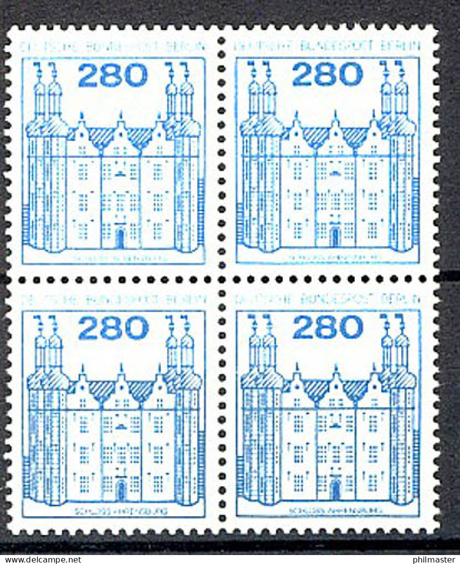 676 Burgen U.Schl. 280 Pf Viererblock ** Postfrisch - Unused Stamps