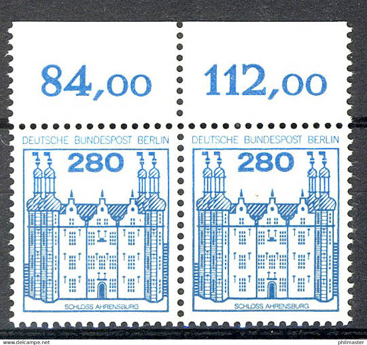 676 Burgen U.Schl. 280 Pf Paar OR ** Postfrisch - Neufs