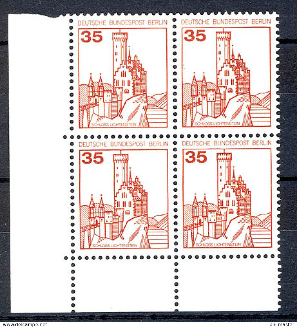 673 Burgen U.Schl. 35 Pf Eck-Vbl. Ul ** Postfrisch - Nuevos