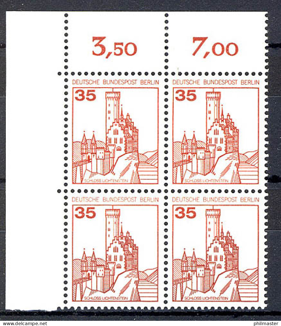 673 Burgen U.Schl. 35 Pf Eck-Vbl. Ol ** Postfrisch - Unused Stamps