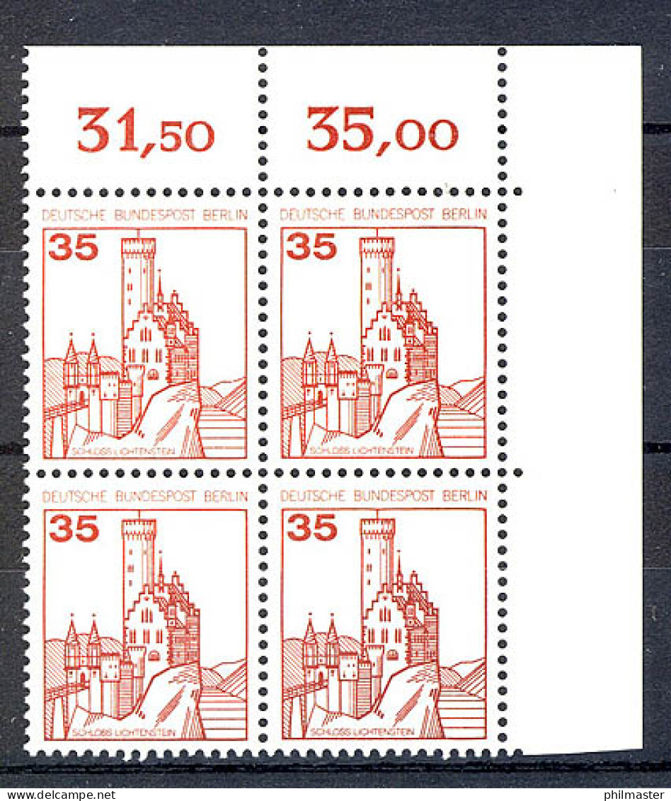673 Burgen U.Schl. 35 Pf Eck-Vbl. Or ** Postfrisch - Unused Stamps