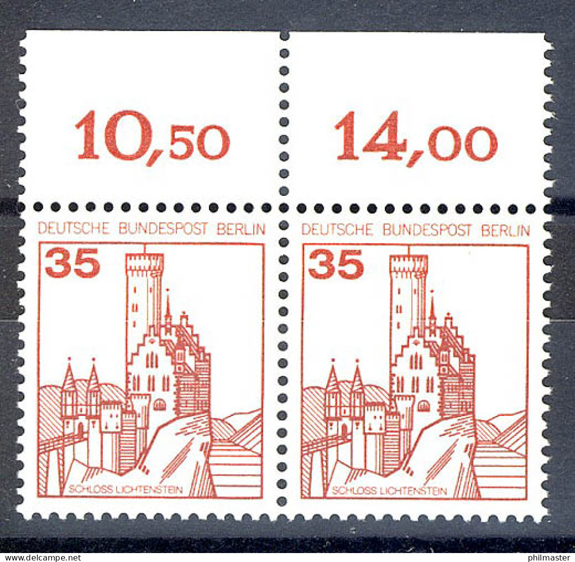 673 Burgen U.Schl. 35 Pf Paar OR ** Postfrisch - Unused Stamps