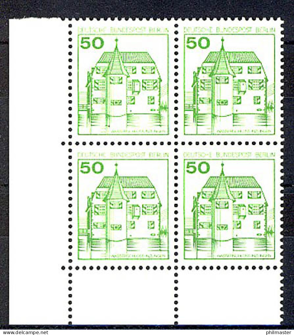 615 Burgen U.Schl. 50 Pf Eck-Vbl. Ul ** Postfrisch - Unused Stamps