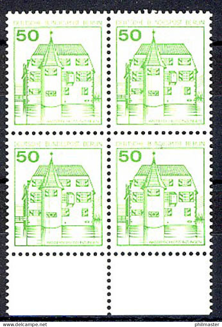 615 Burgen U.Schl. 50 Pf UR-Viererbl. ** Postfrisch - Unused Stamps
