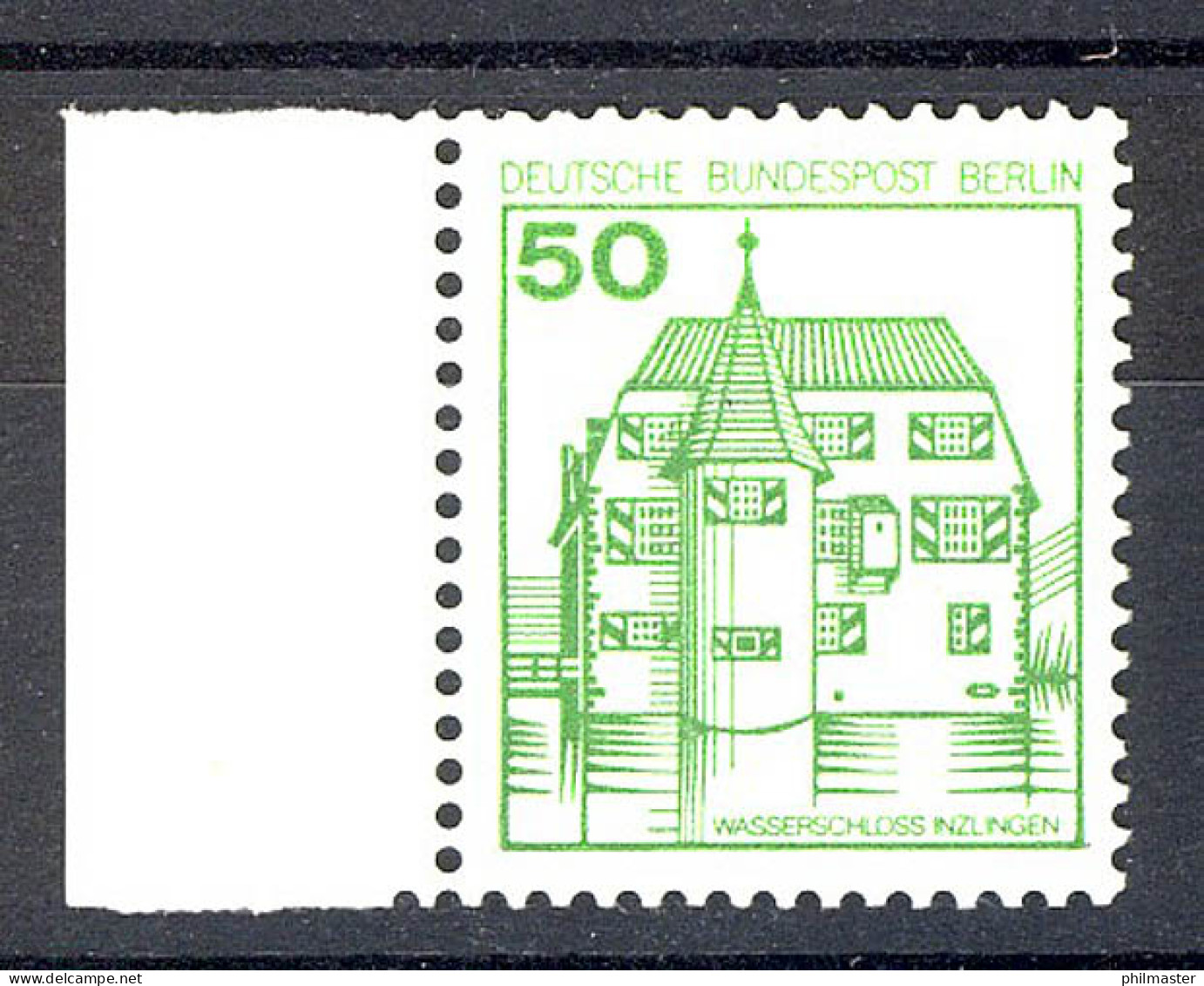 615 Burgen U.Schl. 50 Pf Seitenrand Li. ** Postfrisch - Nuevos