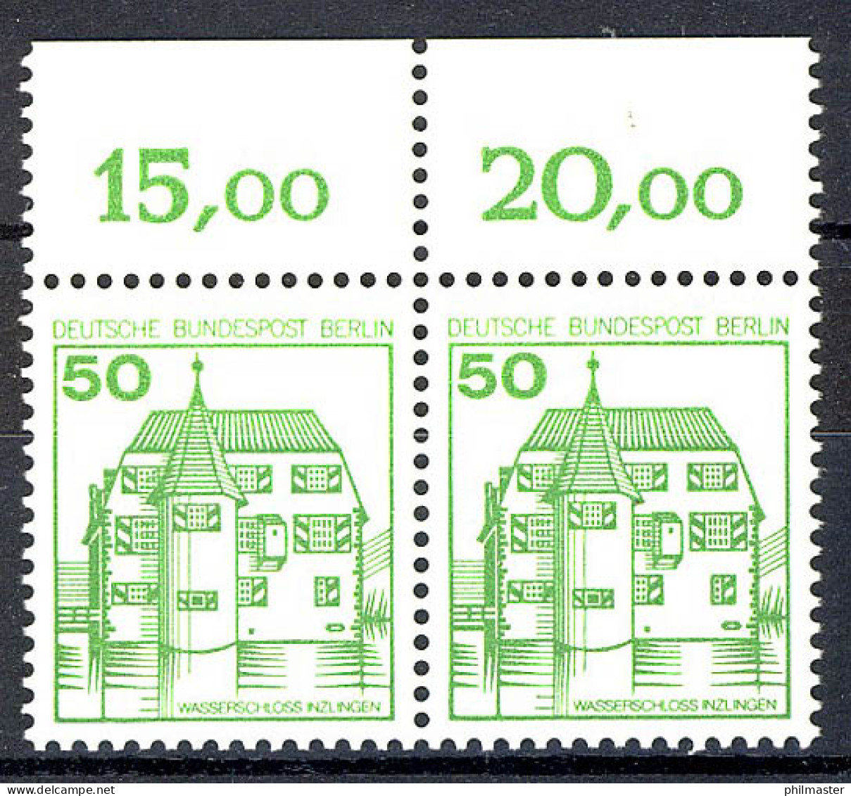 615 Burgen U.Schl. 50 Pf Paar OR ** Postfrisch - Unused Stamps