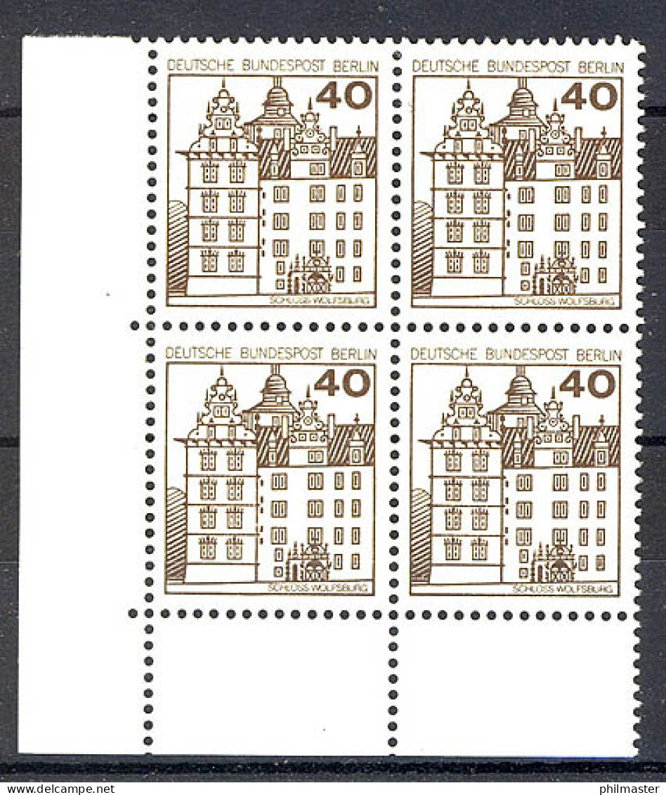 614 Burgen U.Schl. 40 Pf Eck-Vbl. Ul ** Postfrisch - Unused Stamps