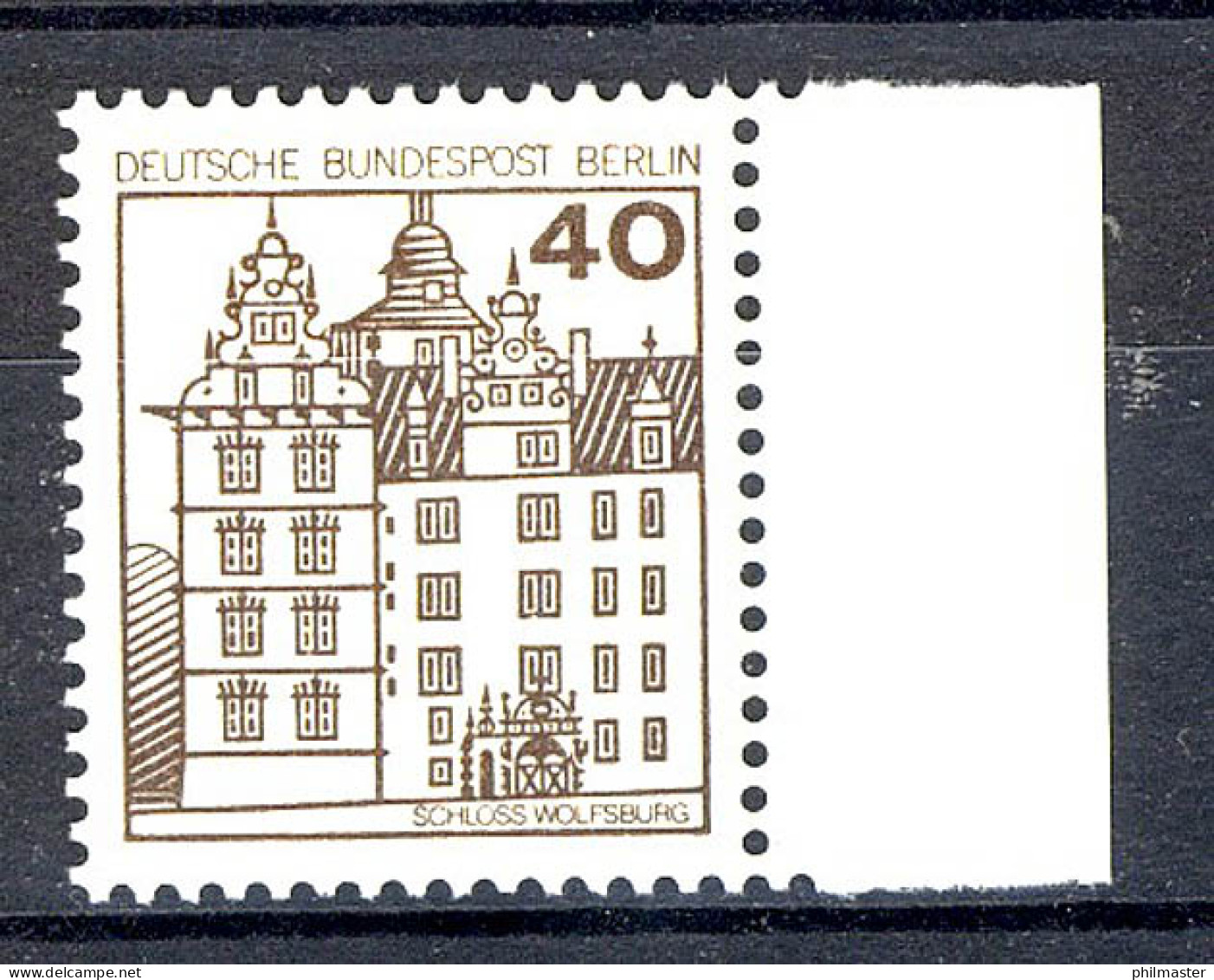 614 Burgen U.Schl. 40 Pf Seitenrand Re. ** Postfrisch - Ongebruikt