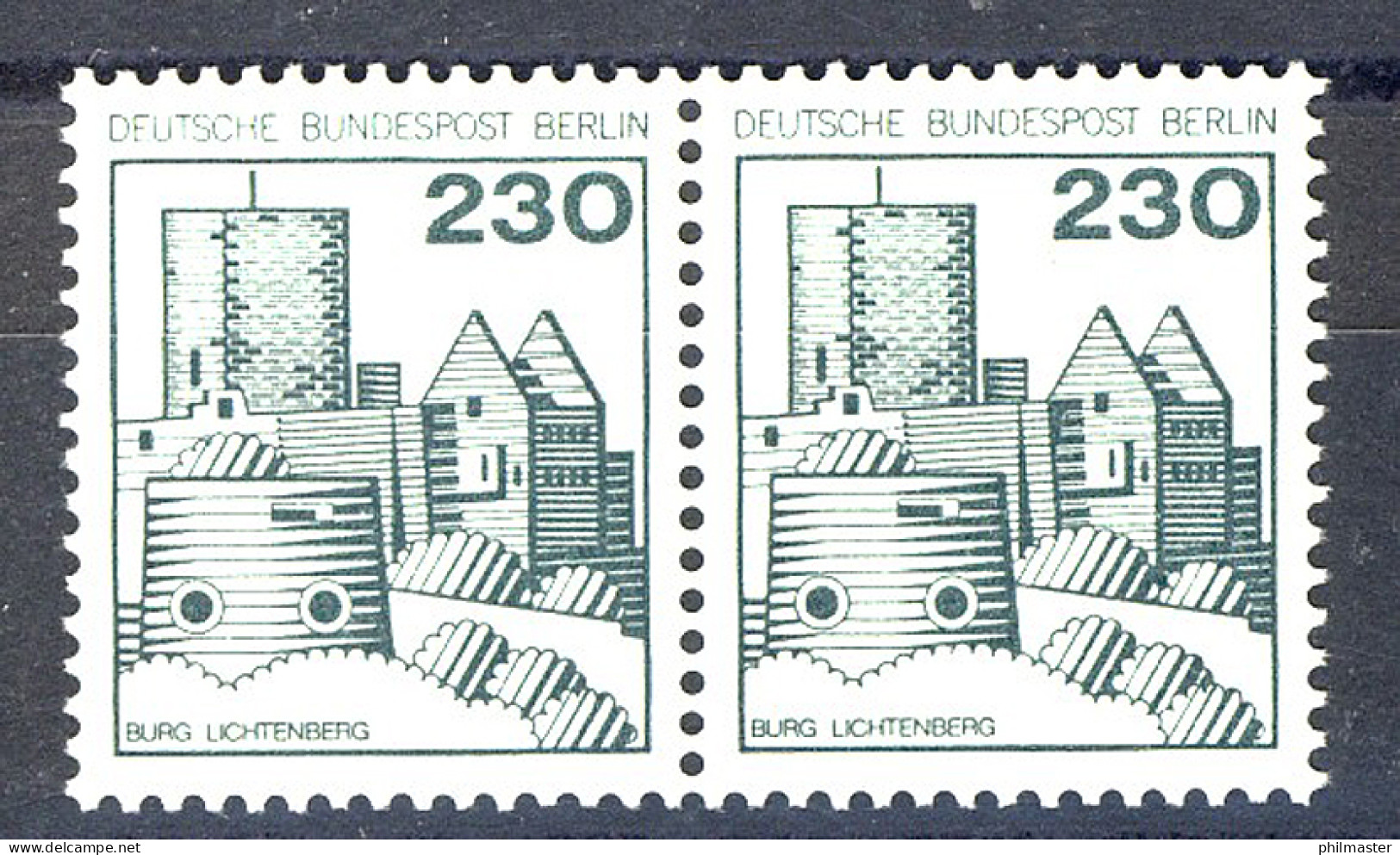 590 Burgen U.Schl. 230 Pf Waag. Paar ** Postfrisch - Unused Stamps