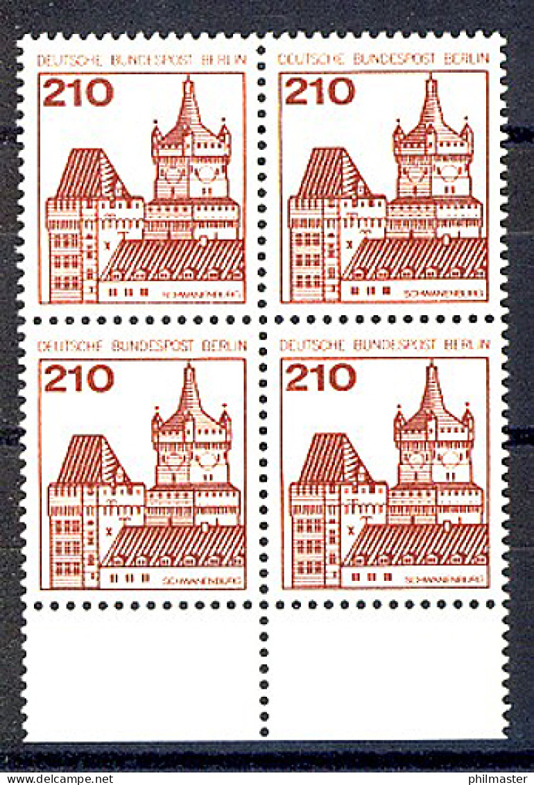 589 Burgen U.Schl. 210 Pf UR-Viererbl. ** Postfrisch - Neufs
