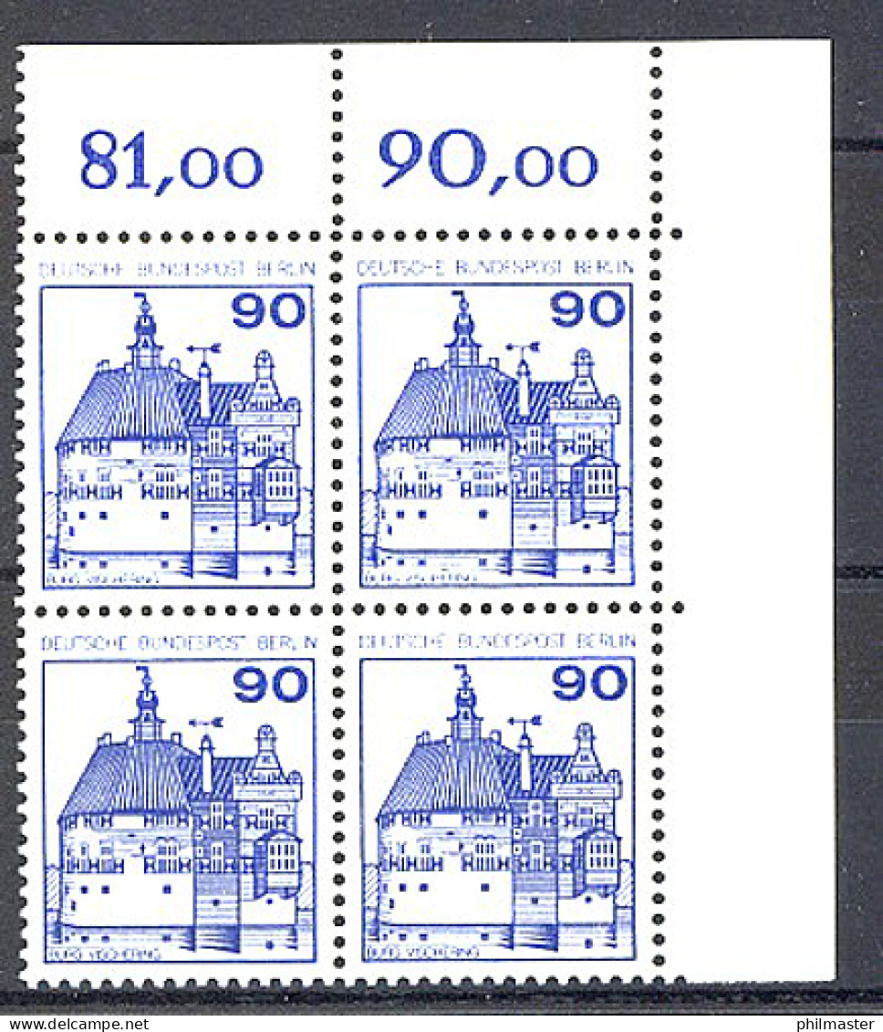588 Burgen U.Schl. 90 Pf Eck-Vbl. Or ** Postfrisch - Neufs