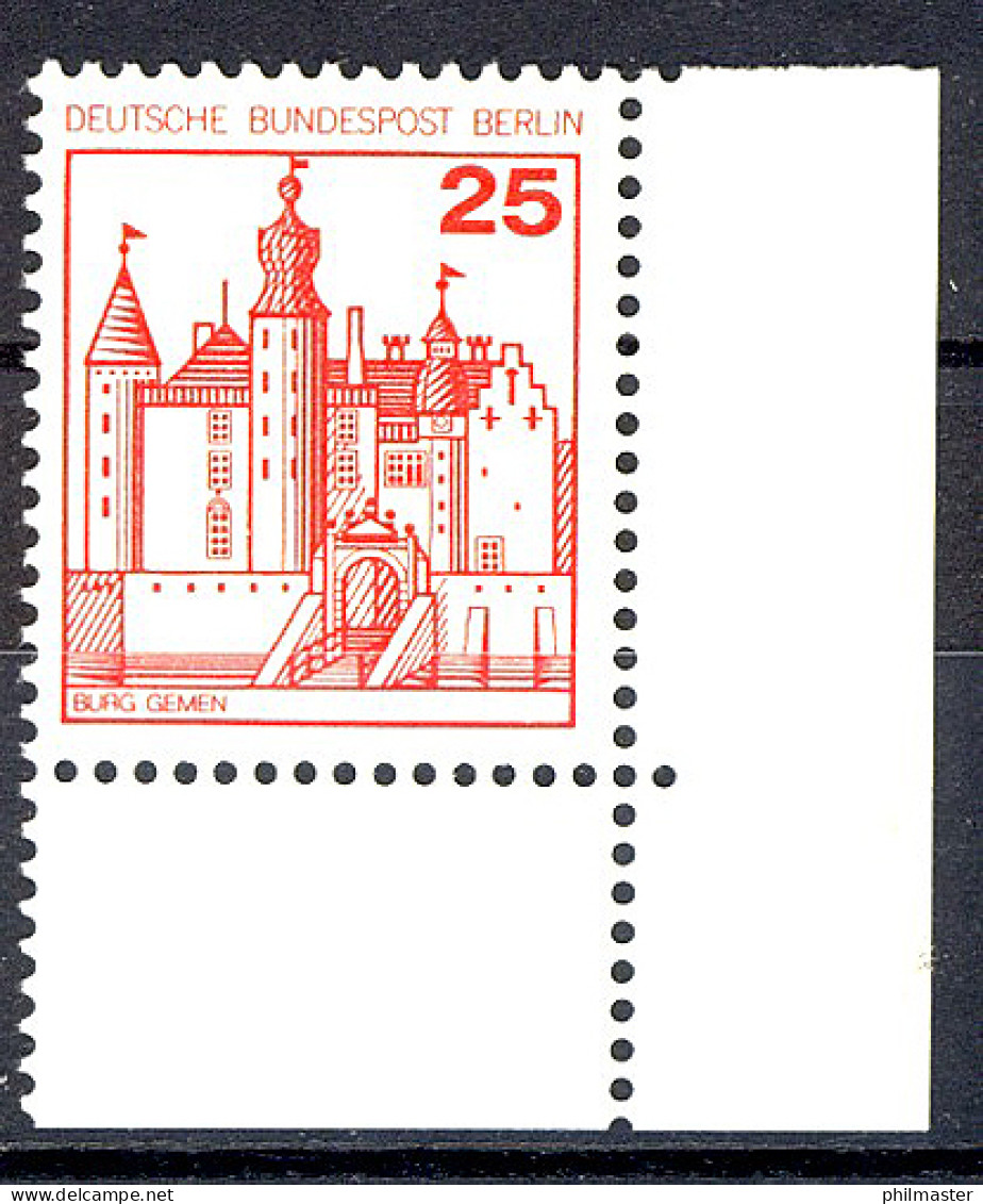 587 Burgen U.Schl. 25 Pf Ecke Ur ** Postfrisch - Unused Stamps