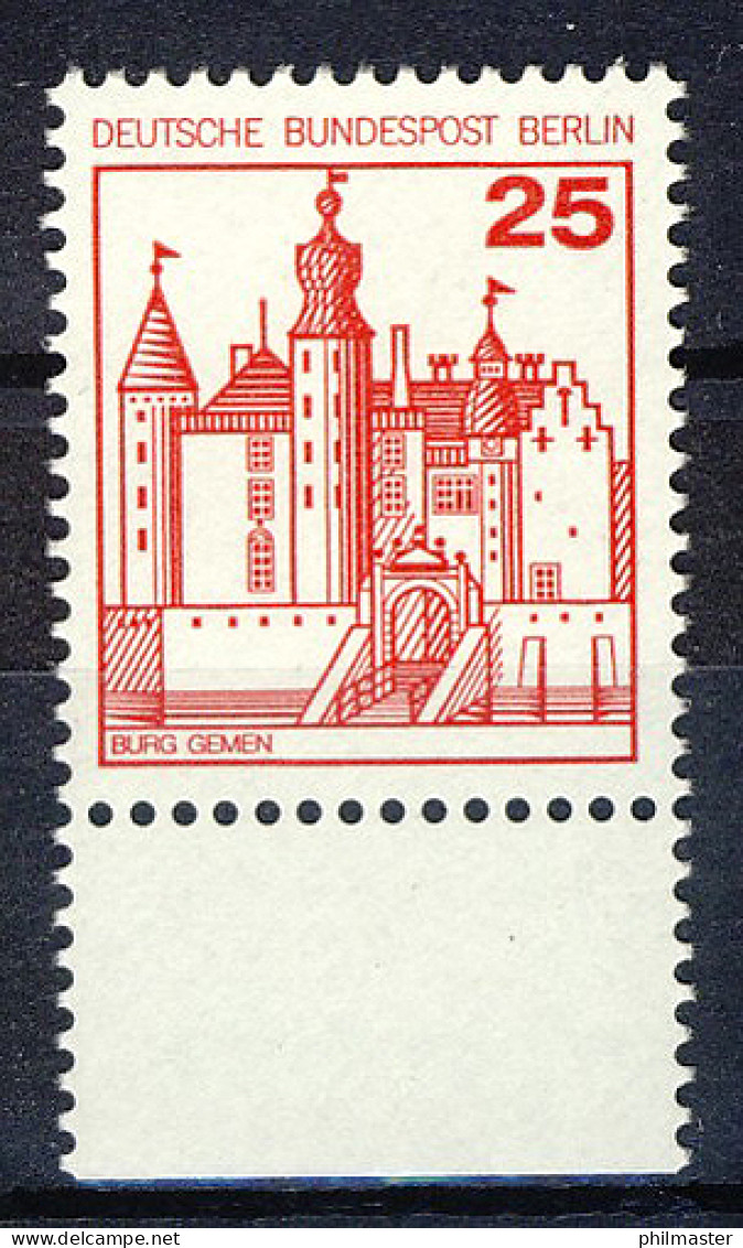 587 Burgen U.Schl. 25 Pf Unterrand ** Postfrisch - Unused Stamps