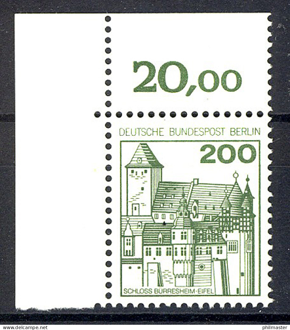 540 Burgen U.Schl. 200 Pf Ecke Ol ** Postfrisch - Unused Stamps