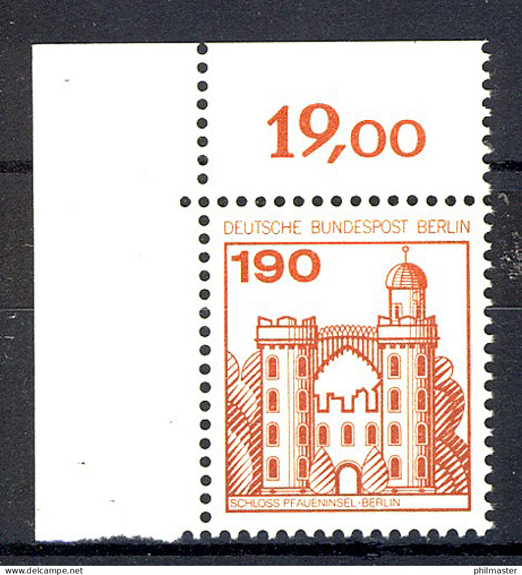 539 Burgen U.Schl. 190 Pf Ecke Ol ** Postfrisch - Unused Stamps