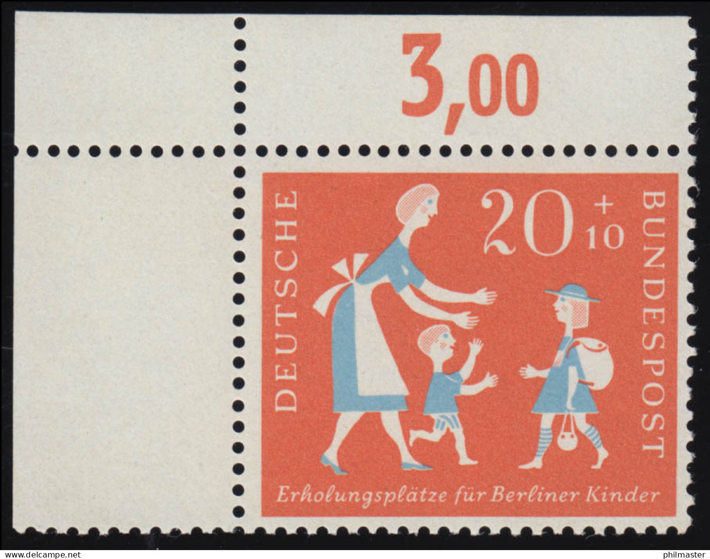 251 Berliner Kinder 20+10 Pf ** Ecke O.l. - Unused Stamps
