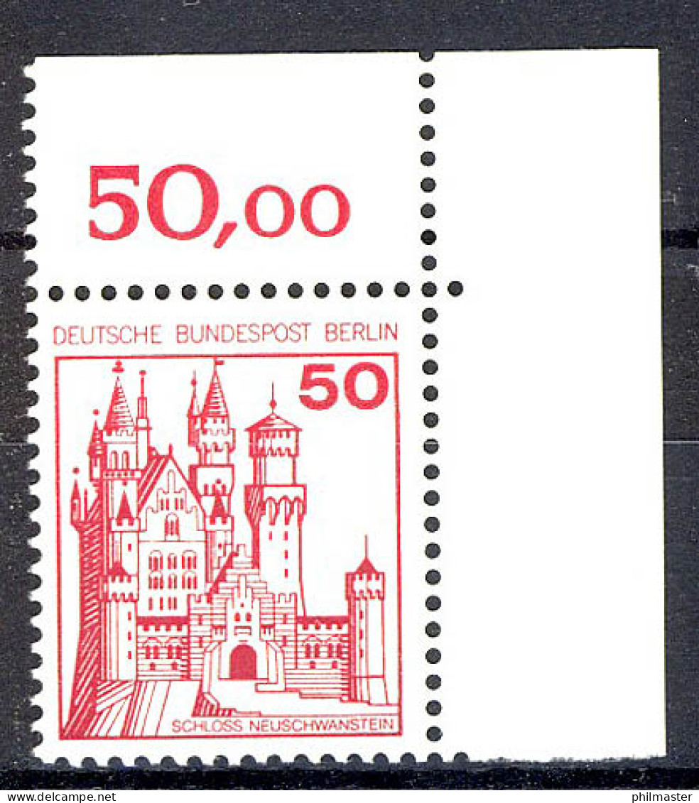 536 Burgen U.Schl. 50 Pf Ecke Or ** Postfrisch - Neufs
