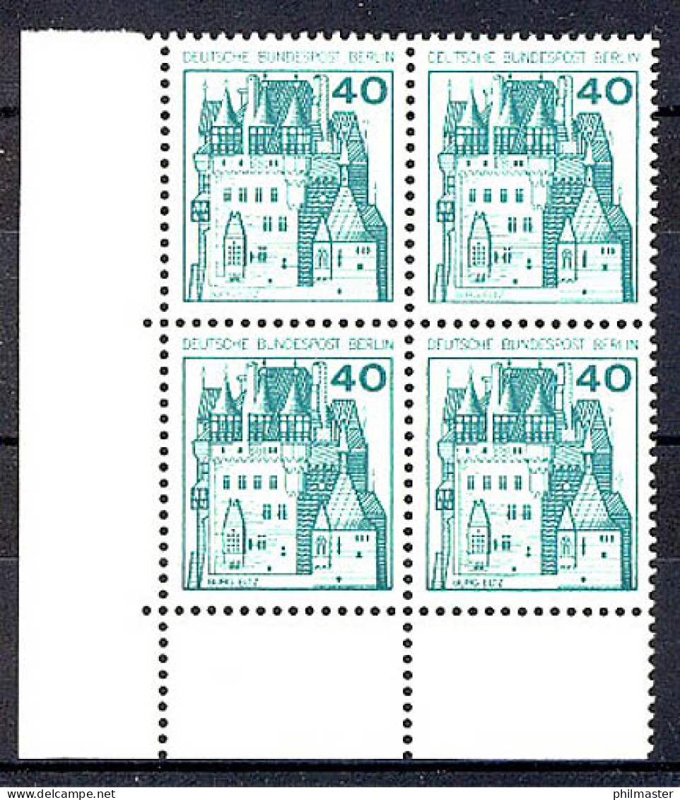 535 Burgen U.Schl. 40 Pf Eck-Vbl. Ul ** Postfrisch - Unused Stamps