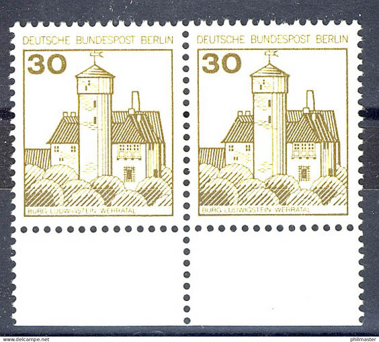 534 Burgen U.Schl. 30 Pf Paar UR ** Postfrisch - Unused Stamps