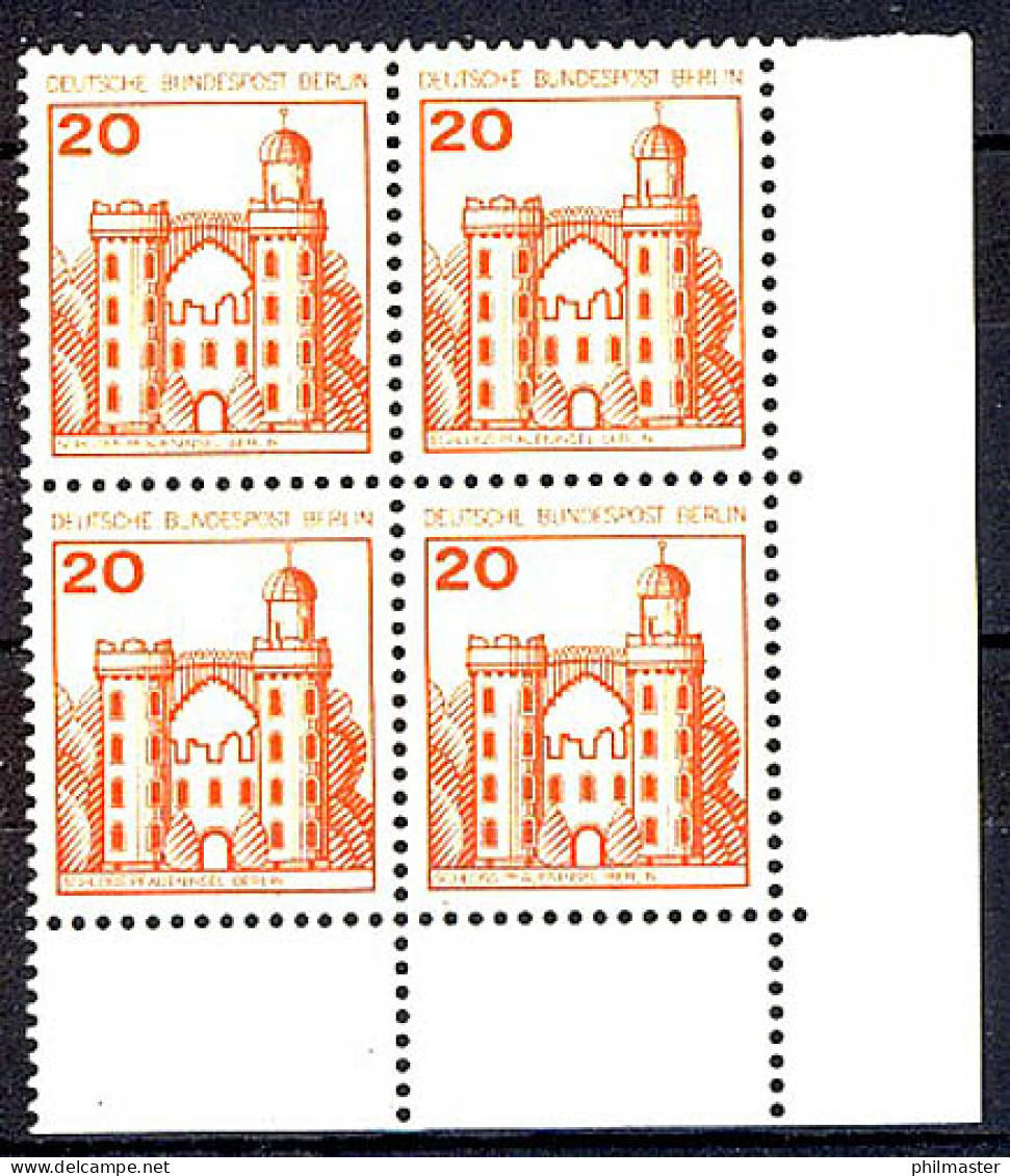 533 Burgen U.Schl. 20 Pf Eck-Vbl. Ur ** Postfrisch - Unused Stamps