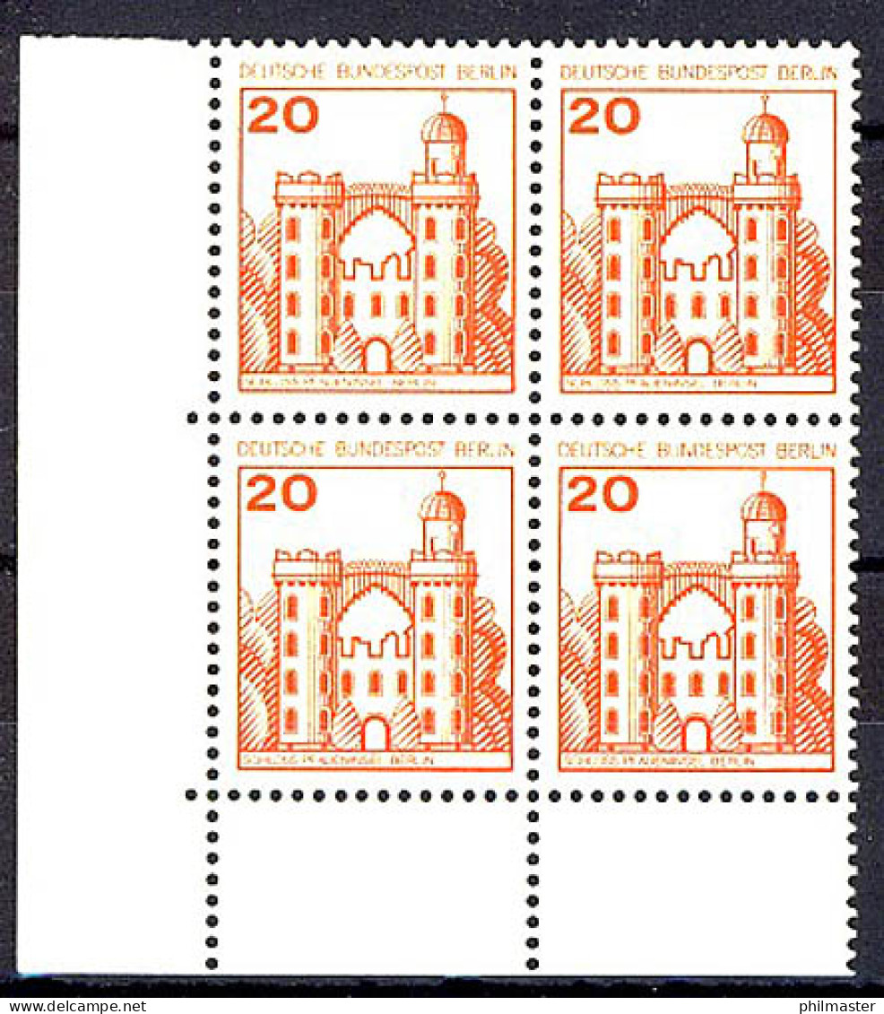 533 Burgen U.Schl. 20 Pf Eck-Vbl. Ul ** Postfrisch - Unused Stamps