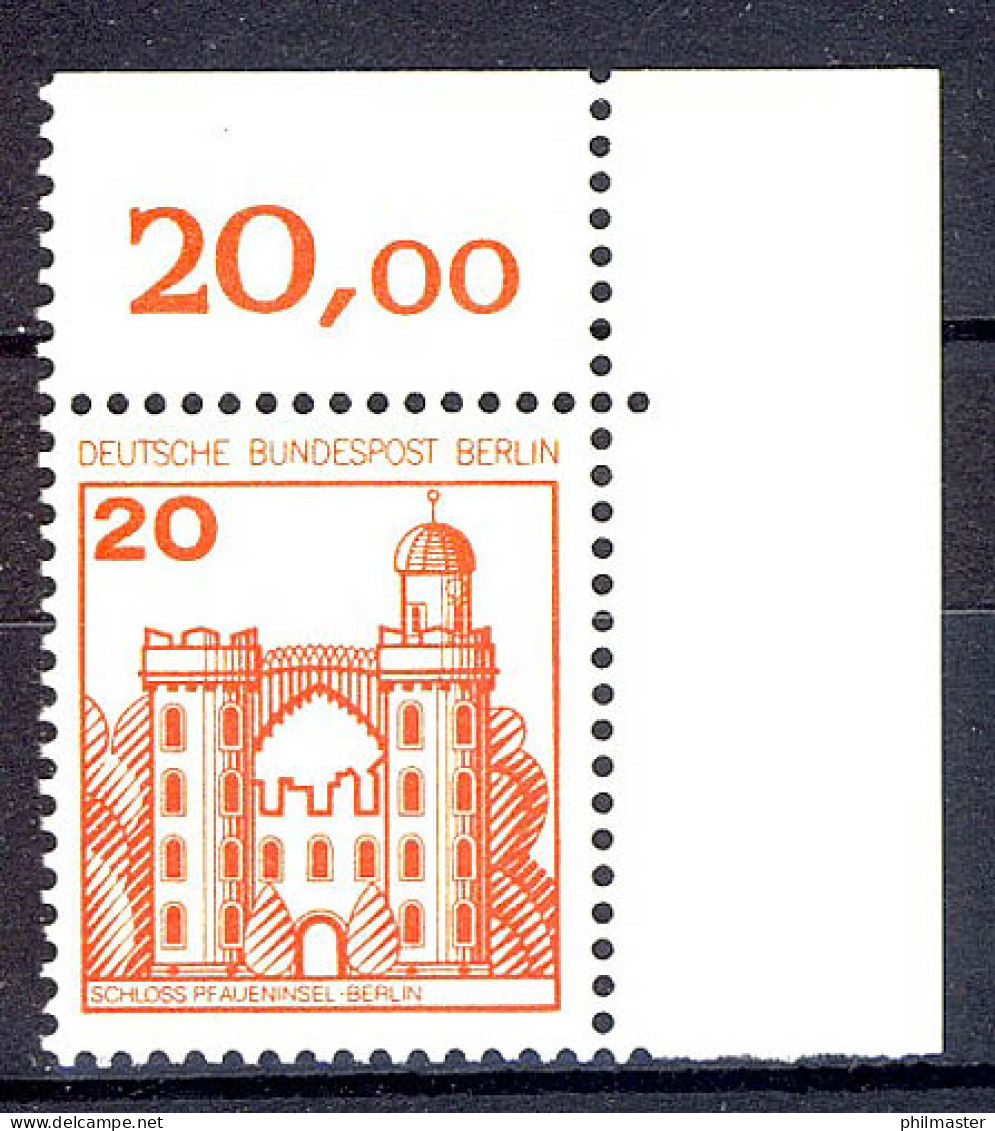 533 Burgen U.Schl. 20 Pf Ecke Or ** Postfrisch - Unused Stamps